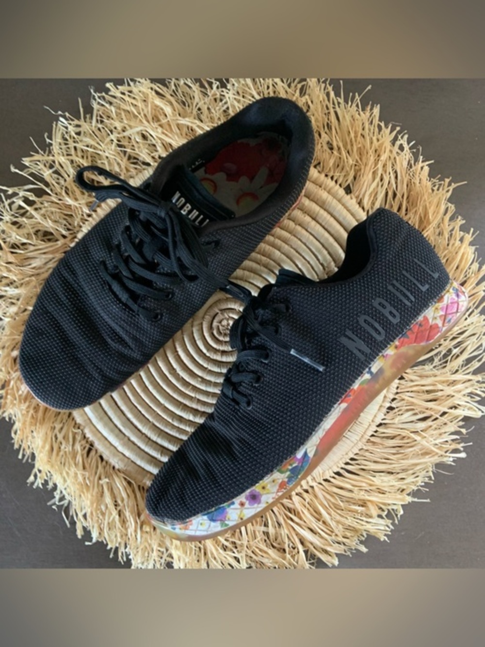 NOBULL Black Impact Daisy‎ Floral Training Sneakers Women's 11 Men's 9.5